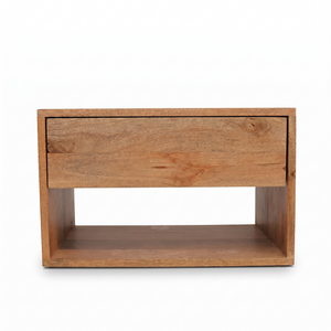 Cube Wooden Nightstand & Bedside Table - Natural