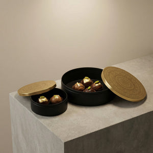 Riva Metal Storage Box, Set of 2 - Black & Gold