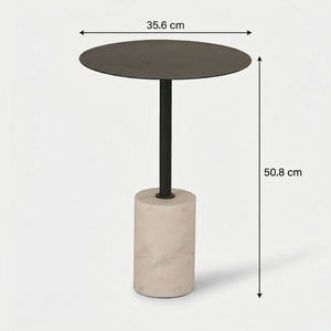 Terry Side Table With Marble Base - Black