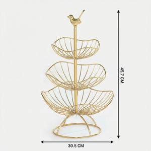 Fiza 3 Tier Serving Stand - Gold