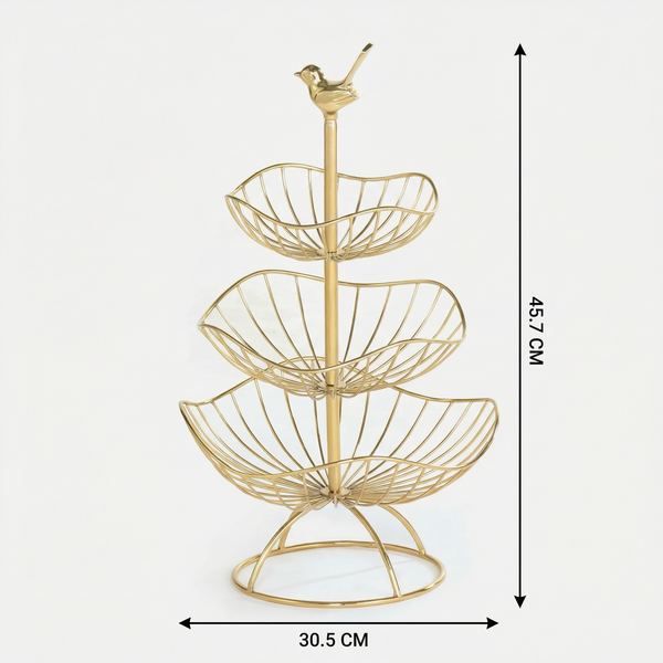 Fiza 3 Tier Serving Stand - Gold
