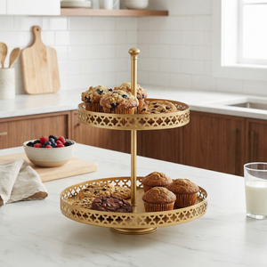 Nish 2-Tier Oval Serving Stand - Gold