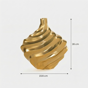 Vertex Aluminum Swirl Vase - Gold