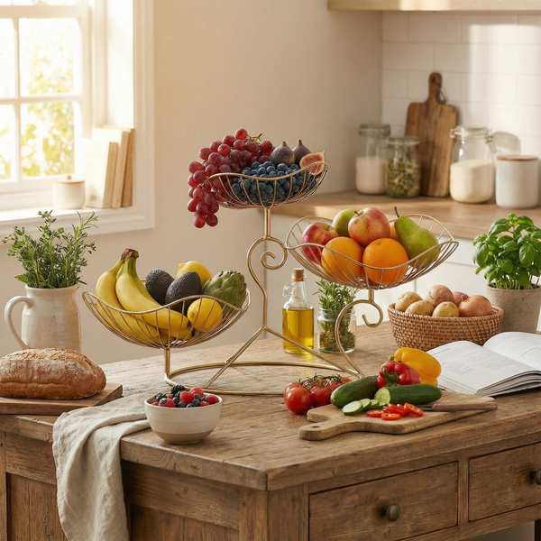 Arra 3 Tier Wire Serving Stand - Gold