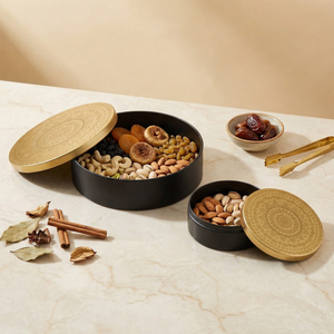 Riva Metal Storage Box, Set of 2 - Black & Gold