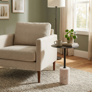 Terry Side Table With Marble Base - Black