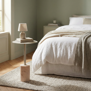 Terry Side Table With Marble Base - White