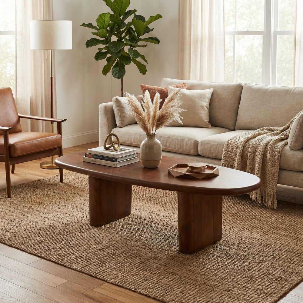 Calvin Rectangular Wooden Coffee Table - Walnut