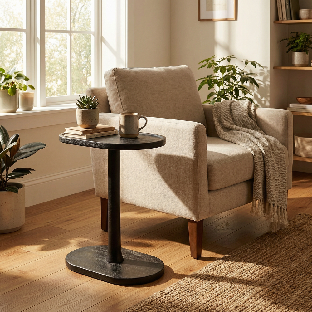 Iris Wooden End Table - Black