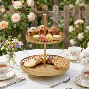 Nish 2-Tier Oval Serving Stand - Gold