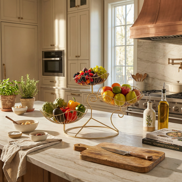 Arra 3 Tier Wire Serving Stand - Gold