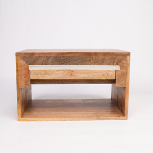 Cube Wooden Nightstand & Bedside Table - Natural