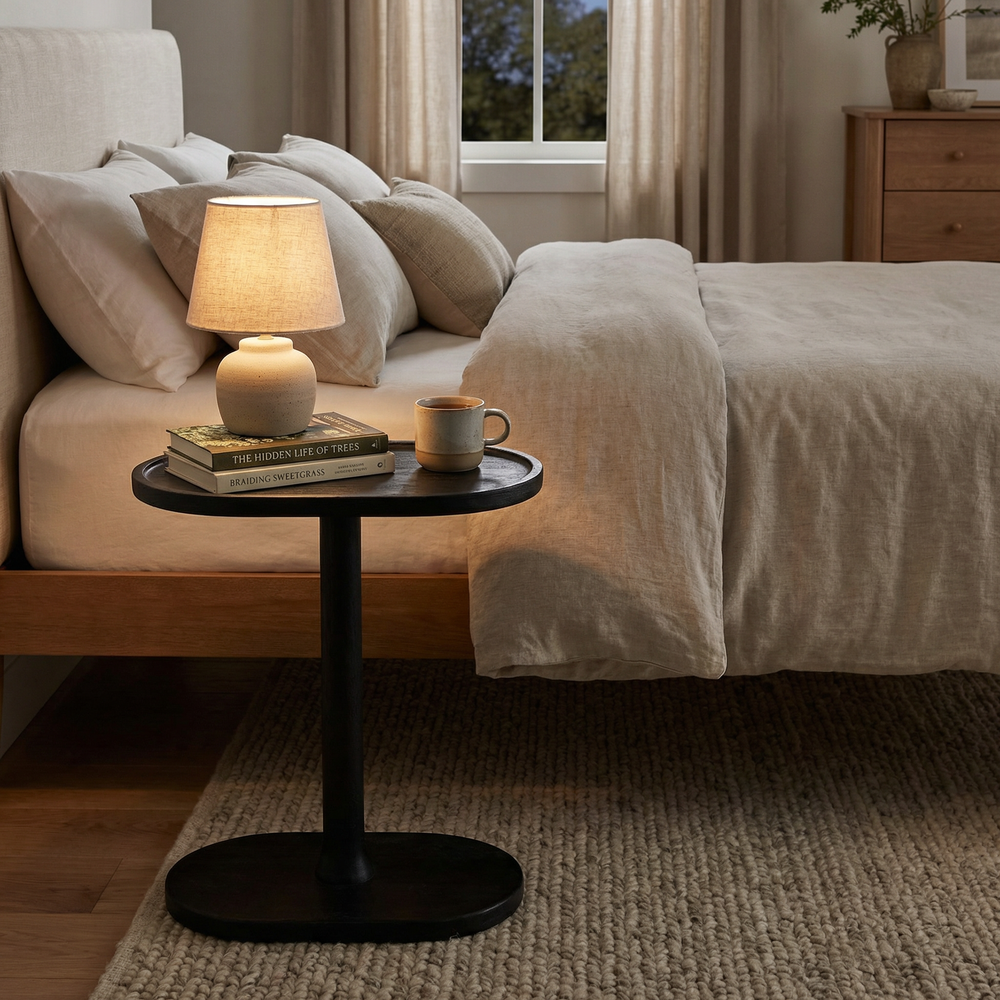Iris Wooden End Table - Black
