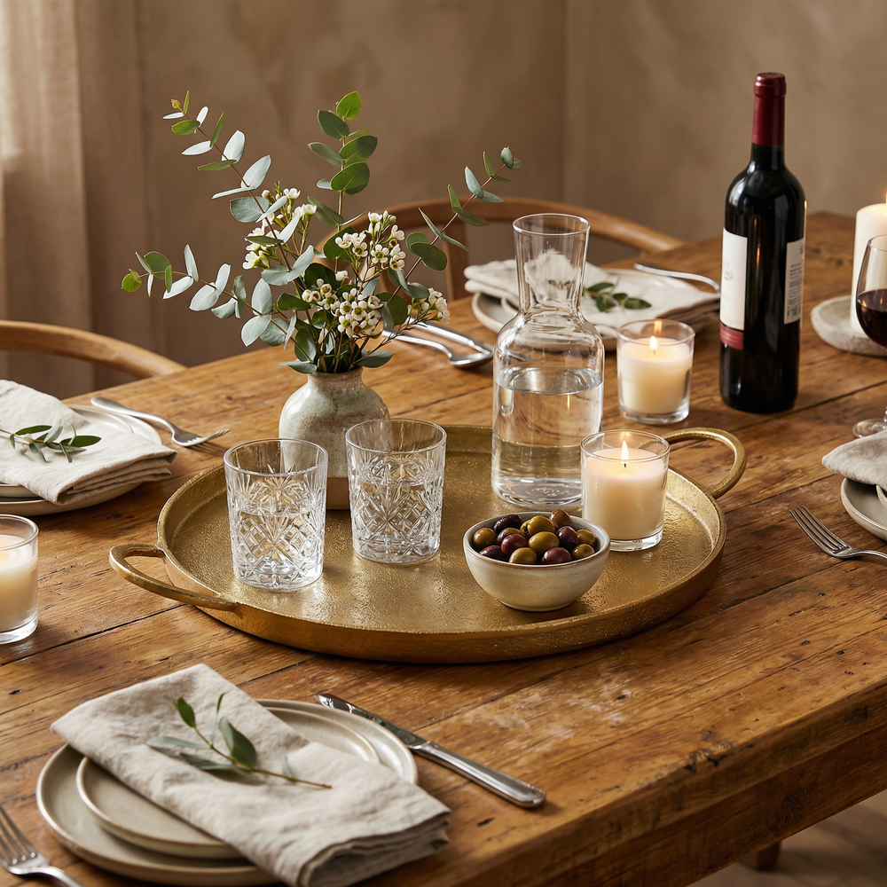 Piatto Metal Tray, Gold