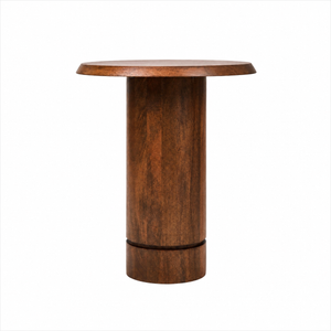 Eden Pedestal Round Side Table, Tall - Walnut