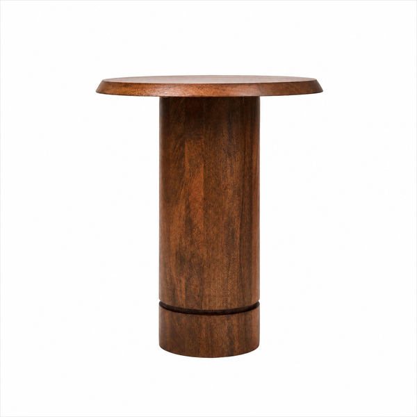 Eden Pedestal Round Side Table, Tall - Walnut