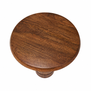 Eden Pedestal Round Side Table, Tall - Walnut