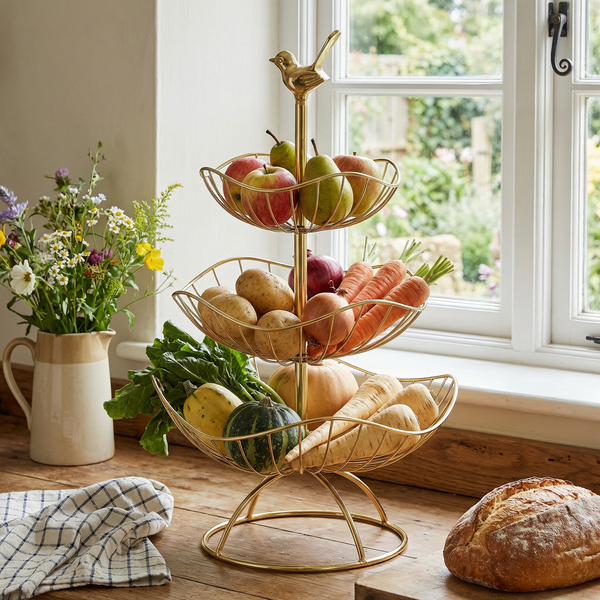 Fiza 3 Tier Serving Stand - Gold