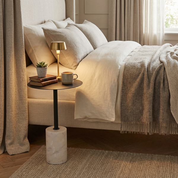 Terry Side Table With Marble Base - Black