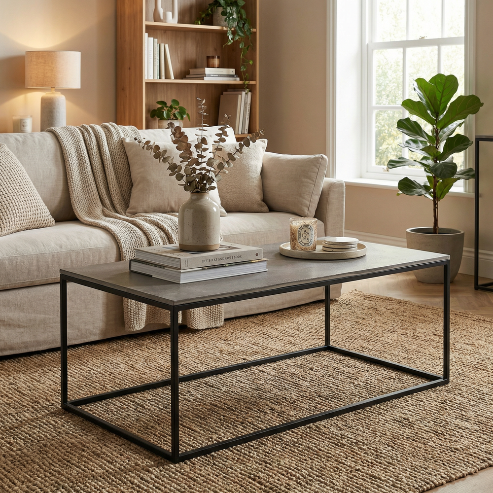 Serra Rectangular Coffee Table - Black & Silver
