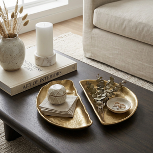 Half Moon Metal Decorative Server, Set of 2 - Gold