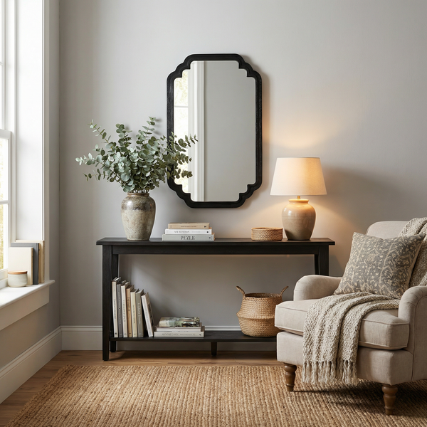 Celia Rectangular Wall Mirror With Wooden Frame - Black