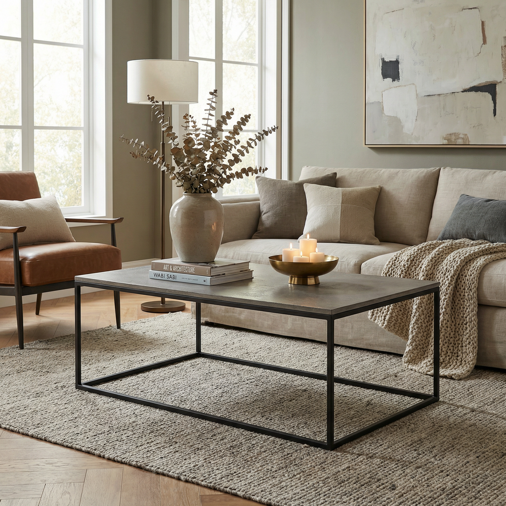 Serra Rectangular Coffee Table - Black & Silver