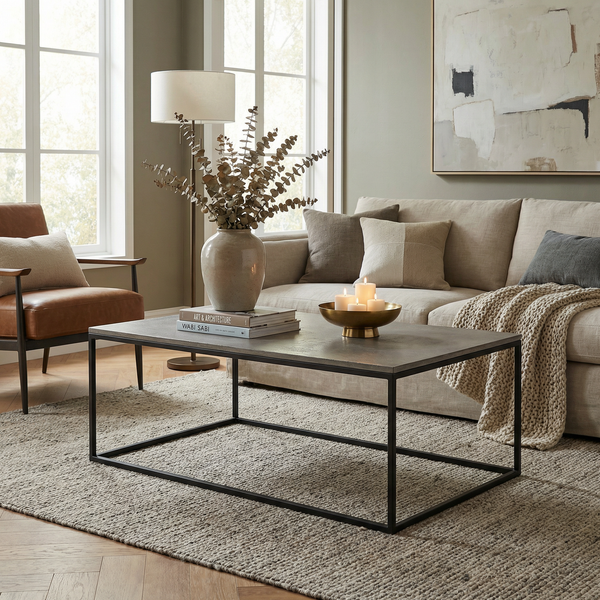 Serra Rectangular Coffee Table - Black & Silver