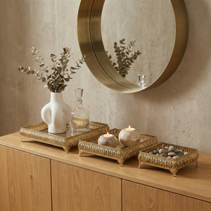 Saba Metal Nesting Trays, Set of 3, Gold