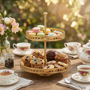 Nish 2-Tier Oval Serving Stand - Gold