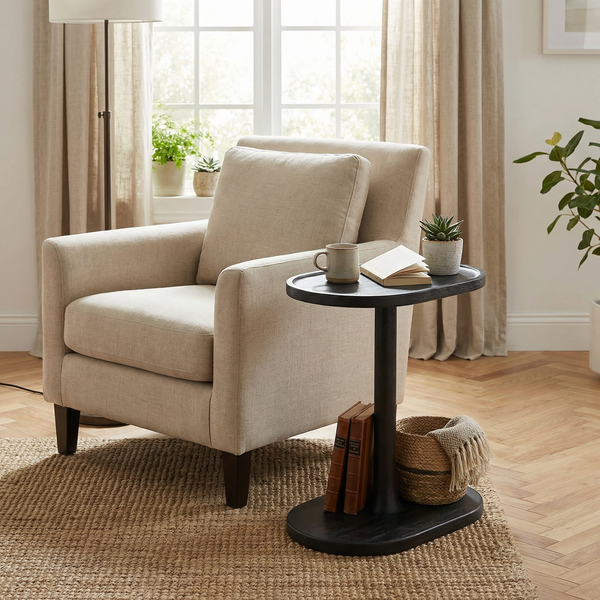Iris Wooden End Table - Black