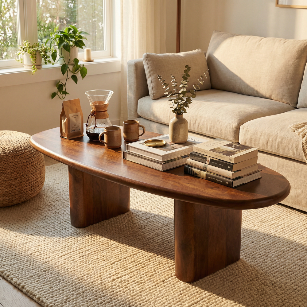 Calvin Rectangular Wooden Coffee Table - Walnut
