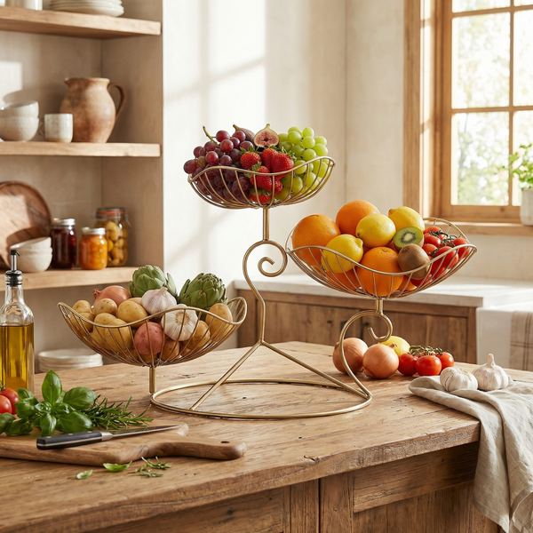 Arra 3 Tier Wire Serving Stand - Gold