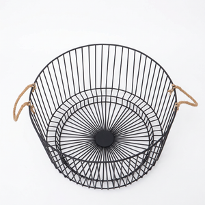 Nexo Metal Storage Basket With Rope Handles, Set Of 2 - Black