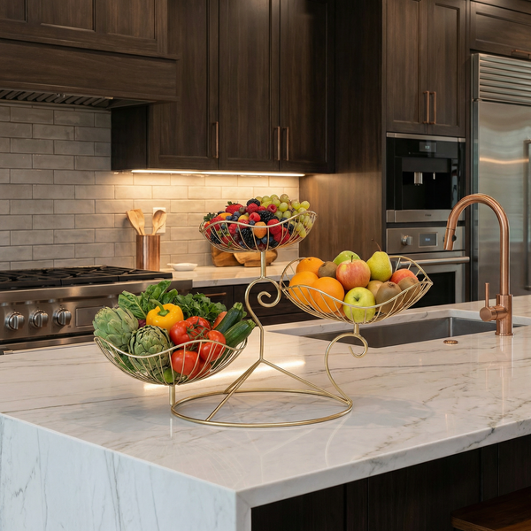 Arra 3 Tier Wire Serving Stand - Gold