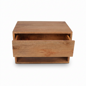 Cube Wooden Nightstand & Bedside Table - Natural