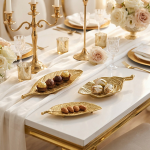 Leafy Metal Decorative Serverware, Set Of 3 - Gold