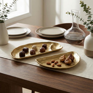 Half Moon Metal Decorative Server, Set of 2 - Gold