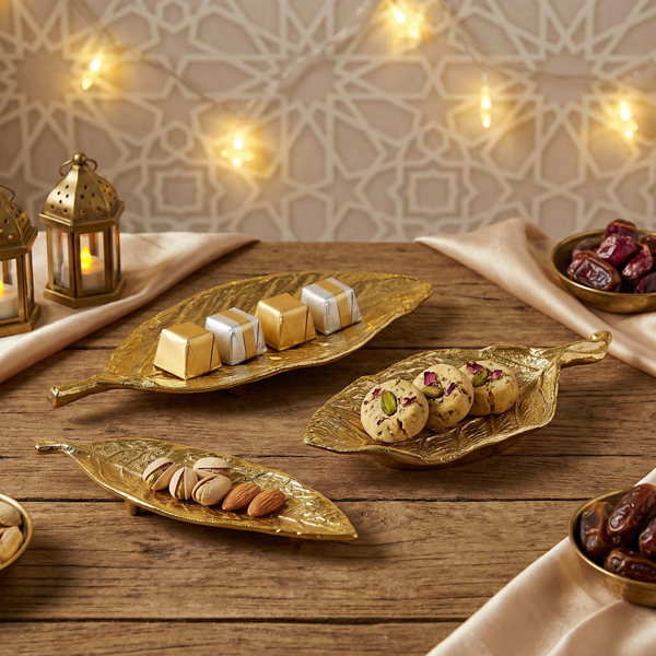Leafy Metal Decorative Serverware, Set Of 3 - Gold