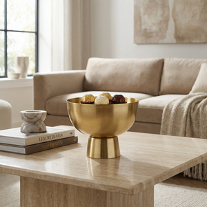 Rue Metal Pedestal Serving Bowl - Gold