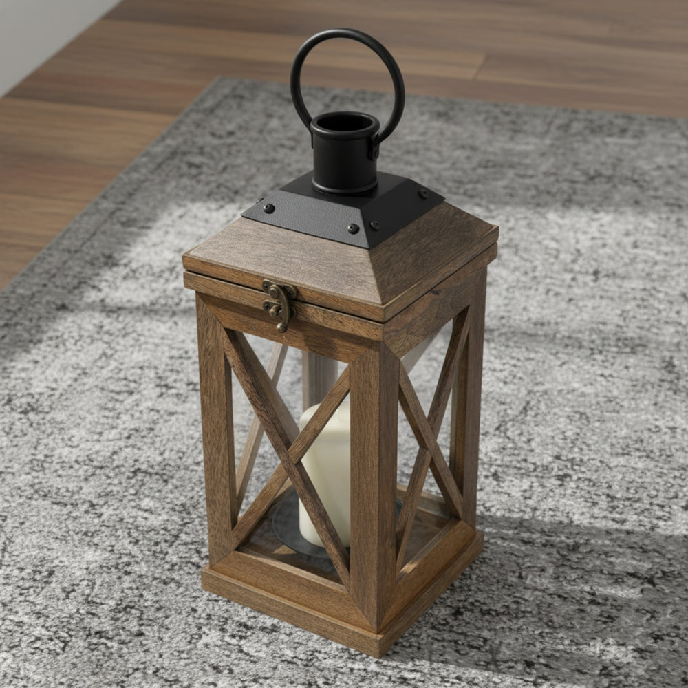 Eon Wooden Lantern, Small - Natural