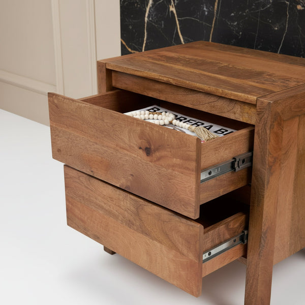 Stark 2 Drawer Wooden Nightstand - Natural