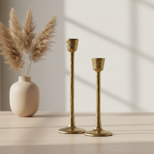 Shama Metal Candle Holder, Set of 2 - Gold
