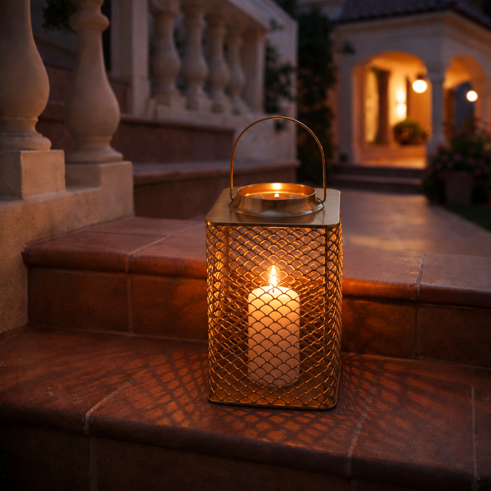Joris Metal Lantern, Gold - Large