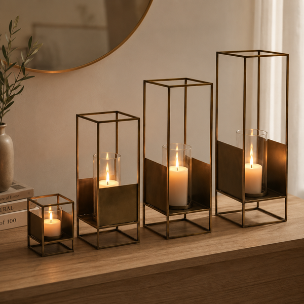 Josie Metal Lanterns, Set Of 4 - Brown