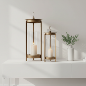 Cesca Metal Lantern, Set Of 2 - Brown