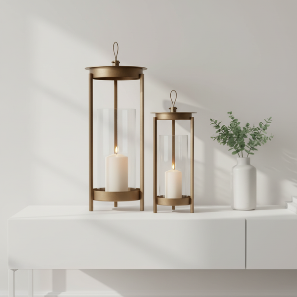 Cesca Metal Lantern, Set Of 2 - Brown