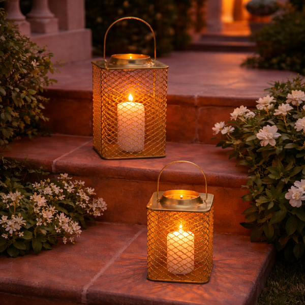 Joris Metal Lanterns, Set of 2 - Gold