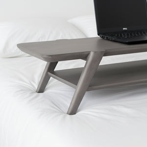 Studo Wooden Laptop Stand With Shelf Storage - Grey