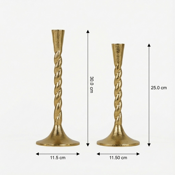 Loor Metal Candle Holder, Set Of 2 - Gold